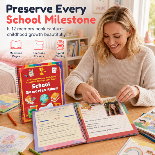 🎓 School Years Memory Book – K–12 Keepsake & Scrapbook Album 📚