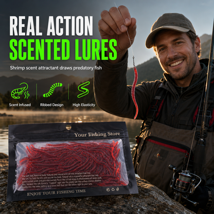 🎣 Scented Soft Worm Fishing Lures – Glow TPR Bait 50/100PCS ✨