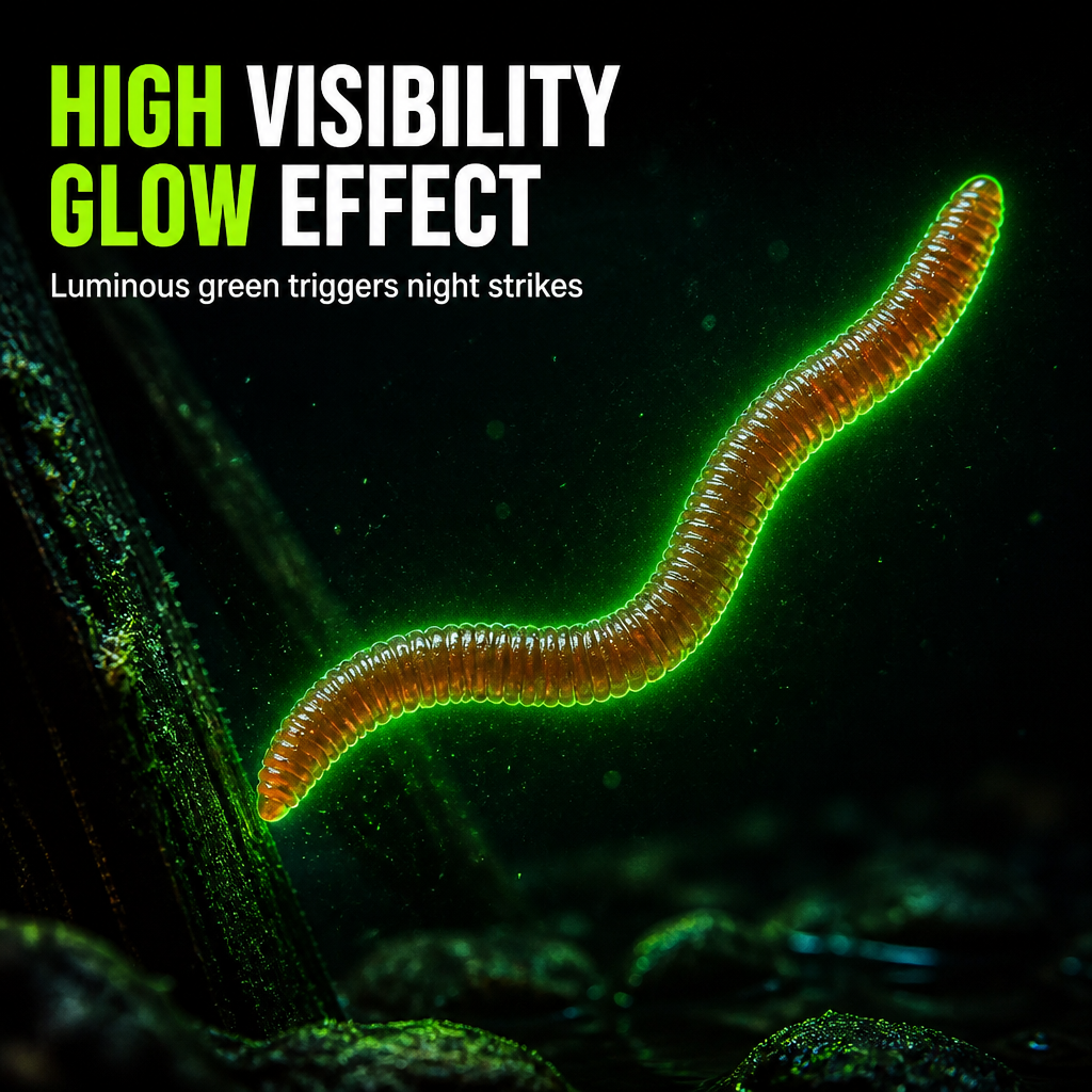 🎣 Scented Soft Worm Fishing Lures – Glow TPR Bait 50/100PCS ✨