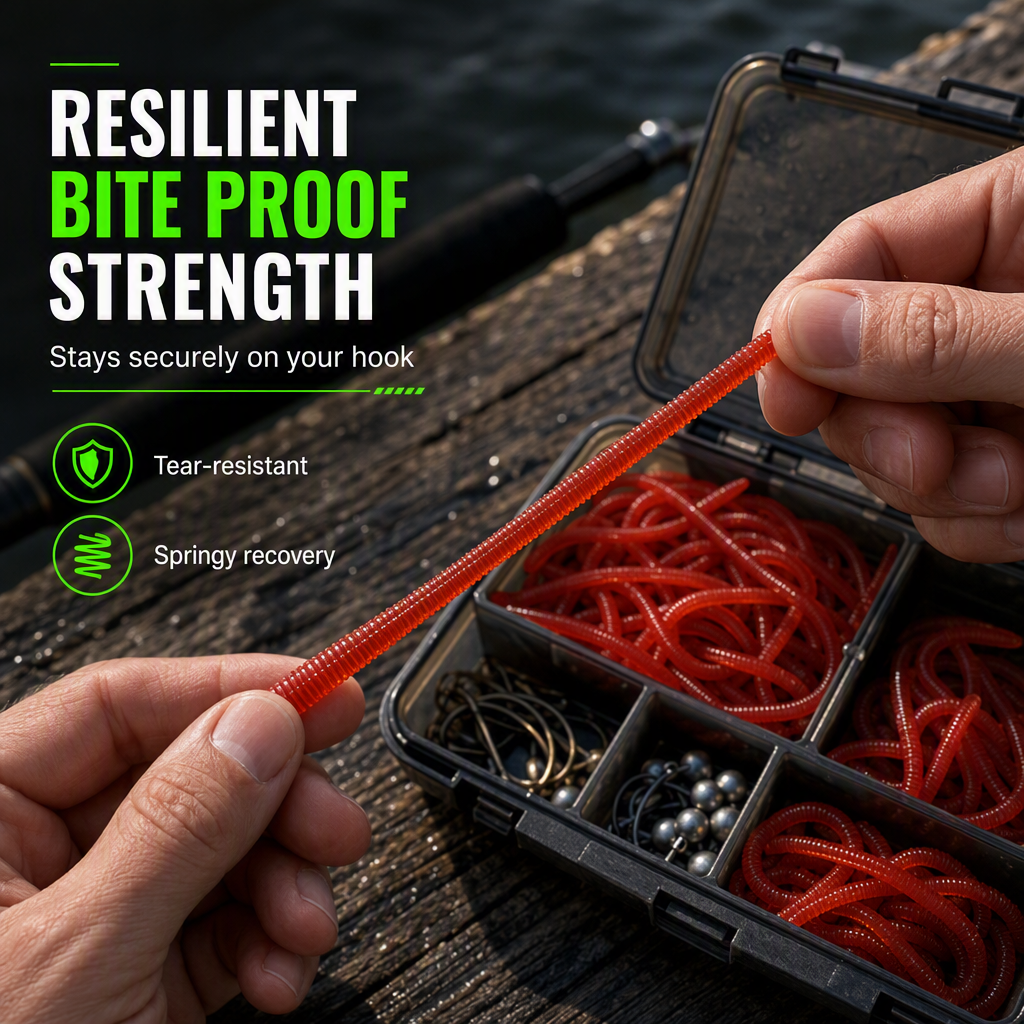 🎣 Scented Soft Worm Fishing Lures – Glow TPR Bait 50/100PCS ✨