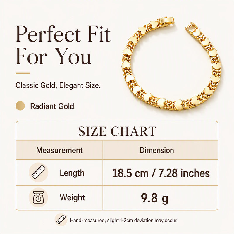 💛 Gold-Tone Heart Bracelet for Women – Double Heart Link Design ✨