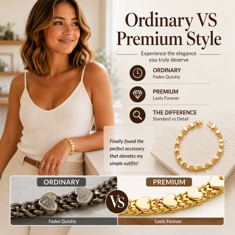 💛 Gold-Tone Heart Bracelet for Women – Double Heart Link Design ✨