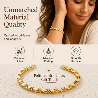 💛 Gold-Tone Heart Bracelet for Women – Double Heart Link Design ✨