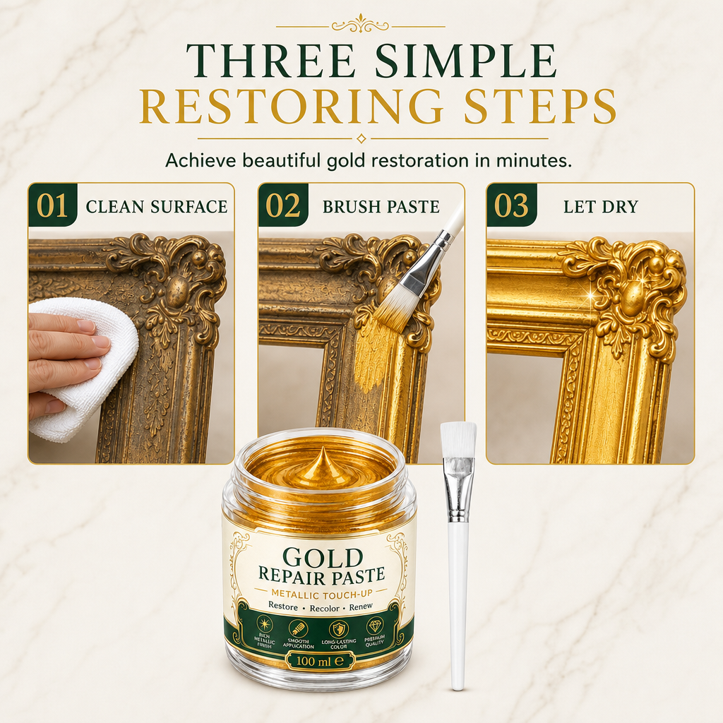✨ Gold Metallic Refinishing Repair Paste - Home Decor Restoration Kit 🎨