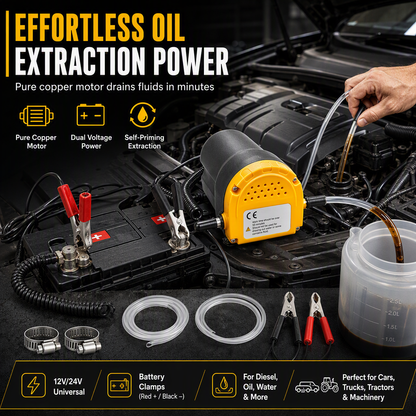 🔧 12V/24V Electric Oil Transfer Pump – Self-Priming Fluid Extractor ⚡