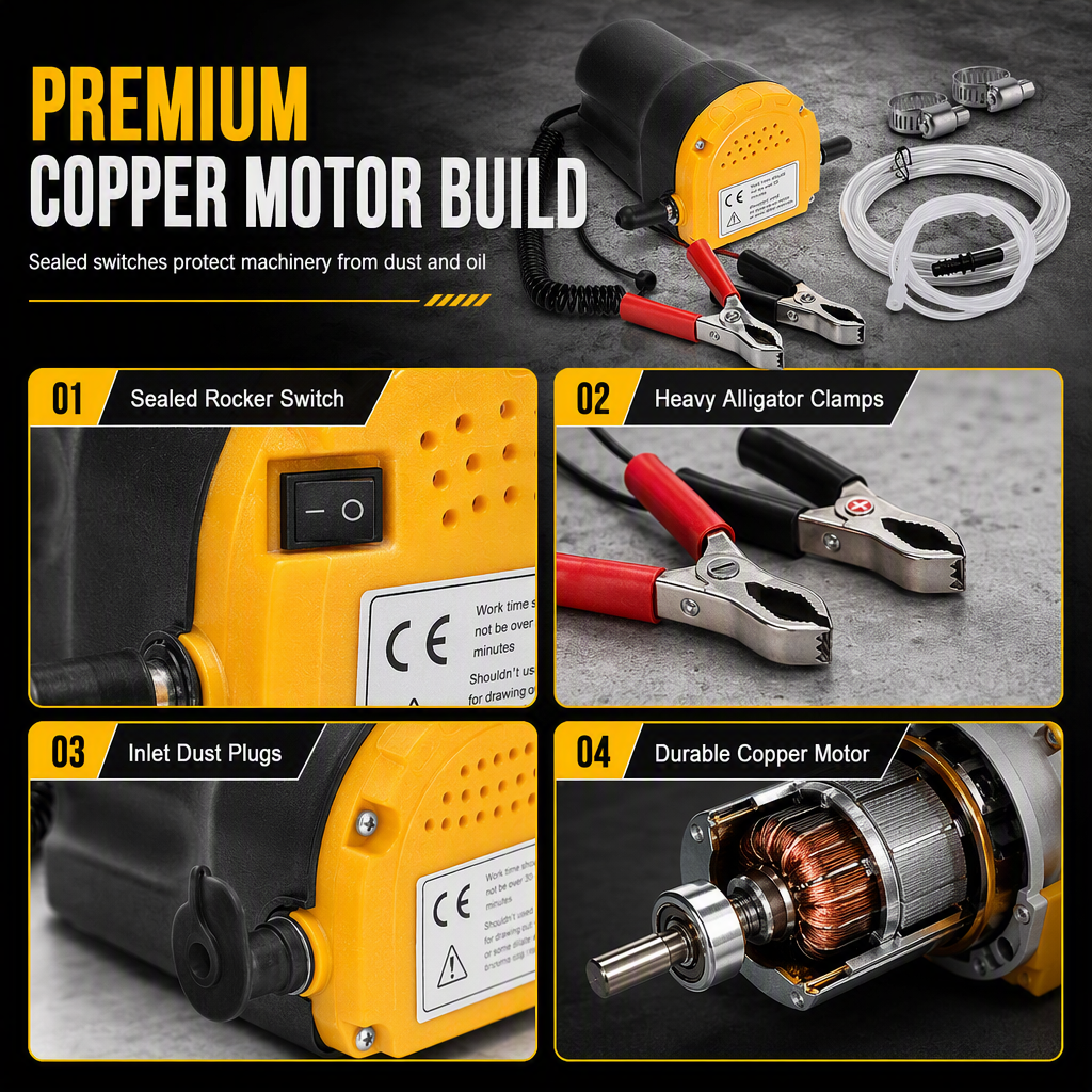🔧 12V/24V Electric Oil Transfer Pump – Self-Priming Fluid Extractor ⚡