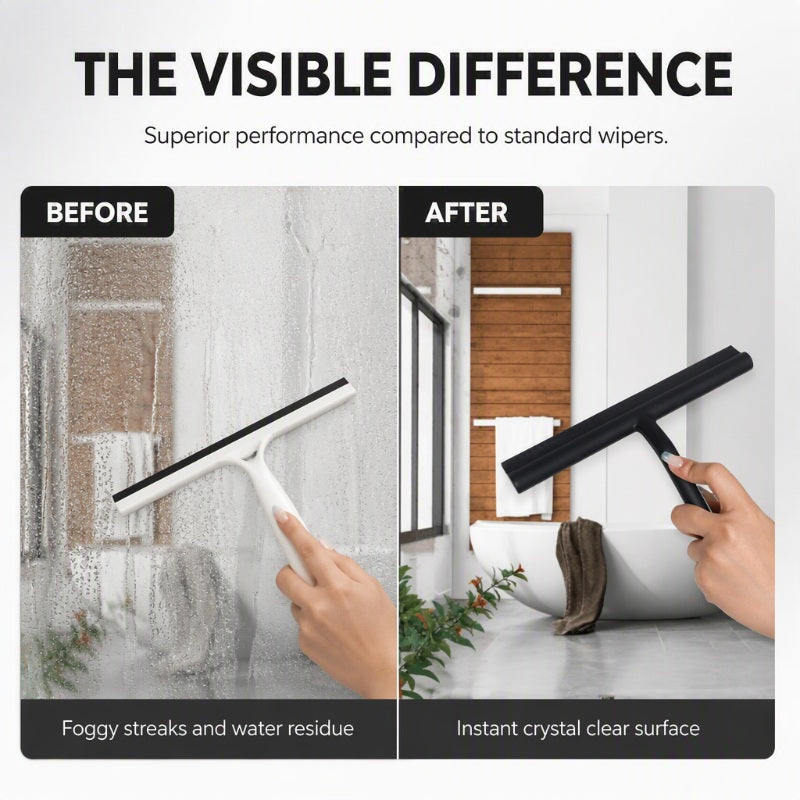🧼 Silicone Shower Squeegee with Hook – Glass & Bathroom Cleaner ✨