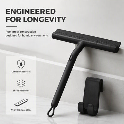 🧼 Silicone Shower Squeegee with Hook – Glass & Bathroom Cleaner ✨