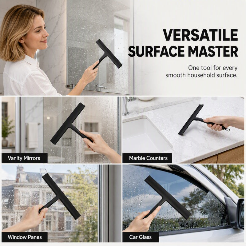 🧼 Silicone Shower Squeegee with Hook – Glass & Bathroom Cleaner ✨