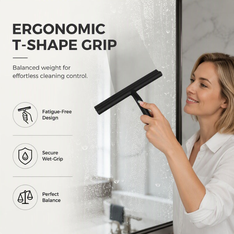 🧼 Silicone Shower Squeegee with Hook – Glass & Bathroom Cleaner ✨