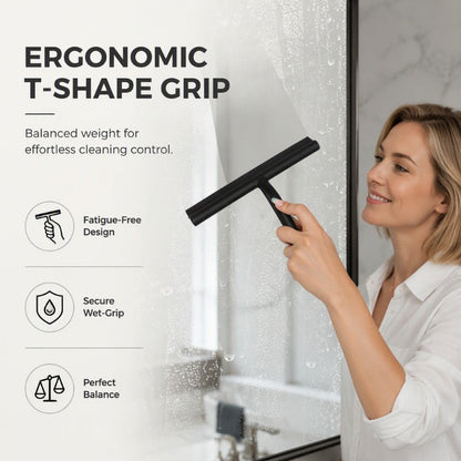🧼 Silicone Shower Squeegee with Hook – Glass & Bathroom Cleaner ✨