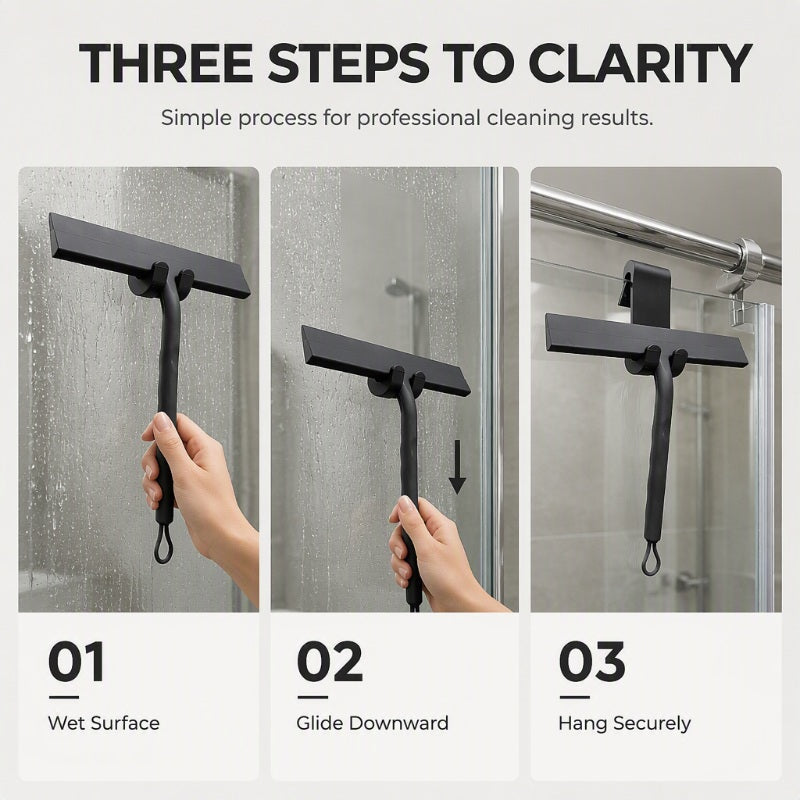 🧼 Silicone Shower Squeegee with Hook – Glass & Bathroom Cleaner ✨