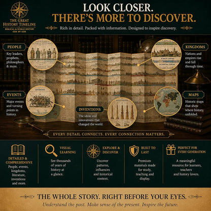 📜 Fold-Out World History Timeline Chart Reference Guide 🏛️