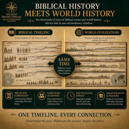 📜 Fold-Out World History Timeline Chart Reference Guide 🏛️