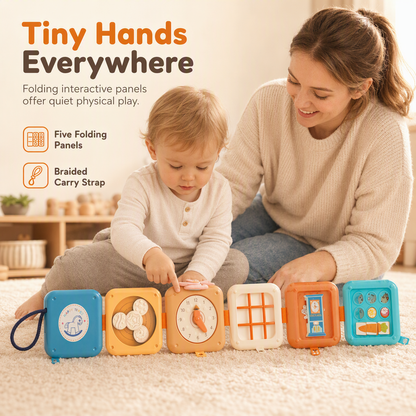 🧩 Foldable Sensory Activity Cube – Interactive Travel Toy 🎨
