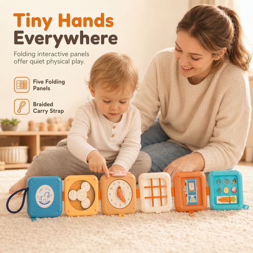 🧩 Foldable Sensory Activity Cube – Interactive Travel Toy 🎨