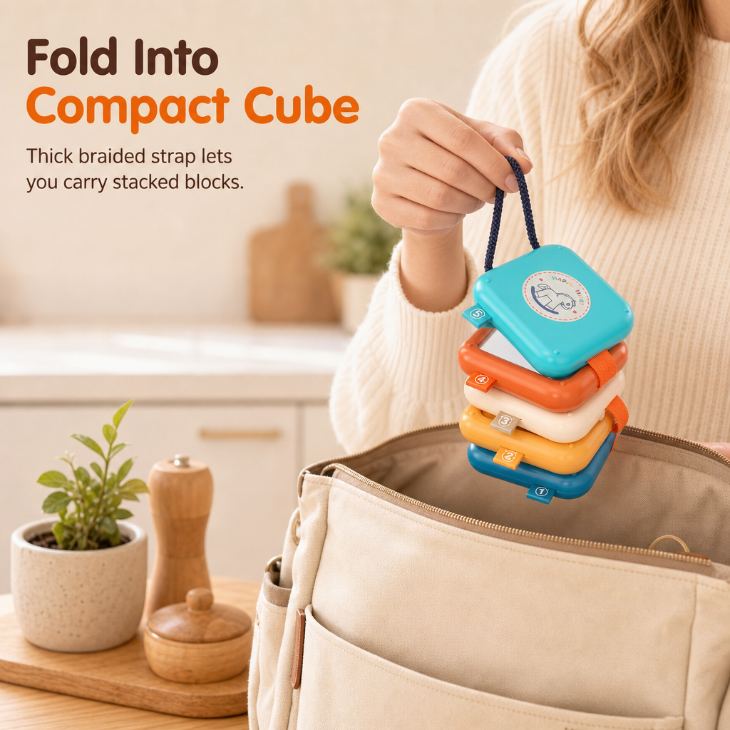 🧩 Foldable Sensory Activity Cube – Interactive Travel Toy 🎨