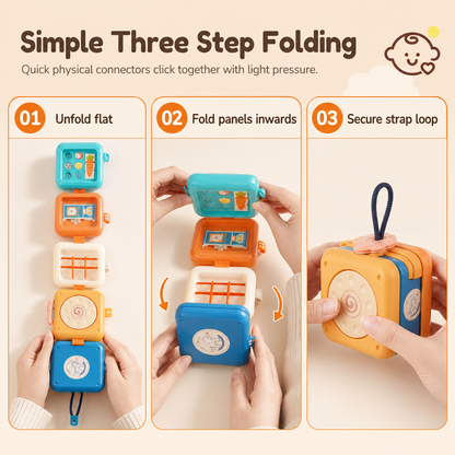 🧩 Foldable Sensory Activity Cube – Interactive Travel Toy 🎨