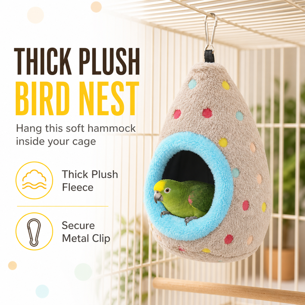 🐦 Plush Bird Nest Hammock for Small Parrots – Warm Cage Hideaway 💛