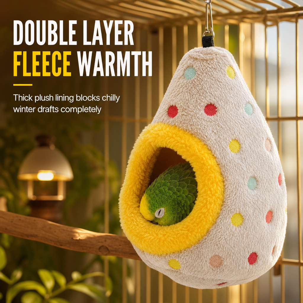 🐦 Plush Bird Nest Hammock for Small Parrots – Warm Cage Hideaway 💛