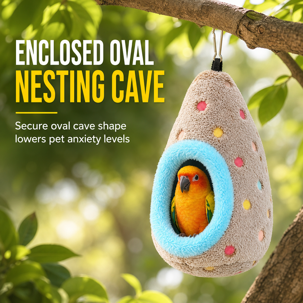 🐦 Plush Bird Nest Hammock for Small Parrots – Warm Cage Hideaway 💛