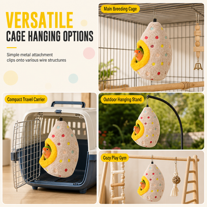 🐦 Plush Bird Nest Hammock for Small Parrots – Warm Cage Hideaway 💛
