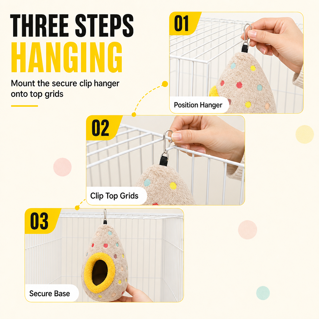 🐦 Plush Bird Nest Hammock for Small Parrots – Warm Cage Hideaway 💛