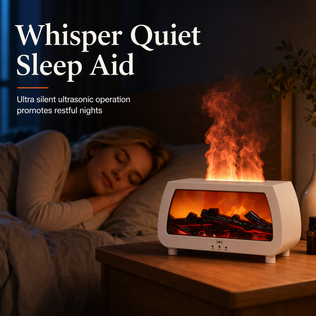 🔥 Simulated Fireplace Flame Essential Oil Diffuser - Ultrasonic Aromatherapy Humidifier 🕯️
