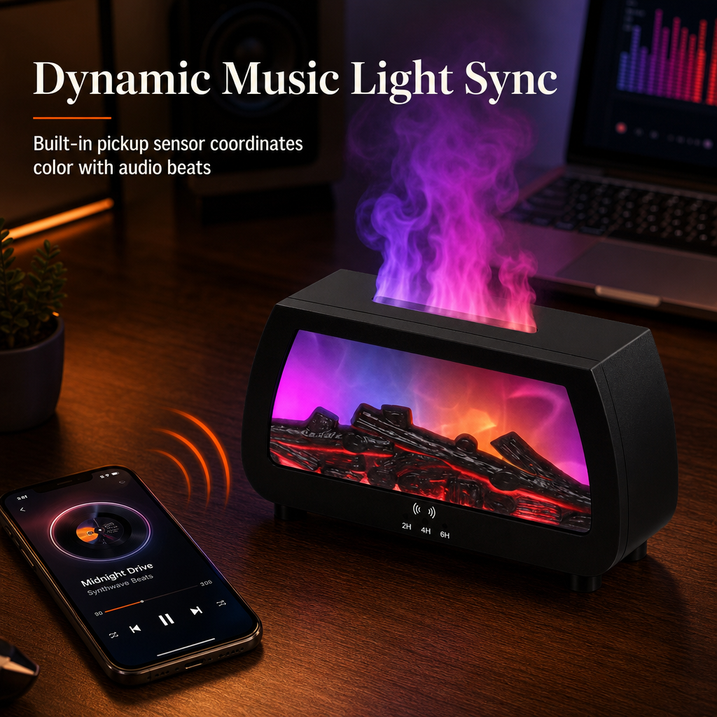 🔥 Simulated Fireplace Flame Essential Oil Diffuser - Ultrasonic Aromatherapy Humidifier 🕯️