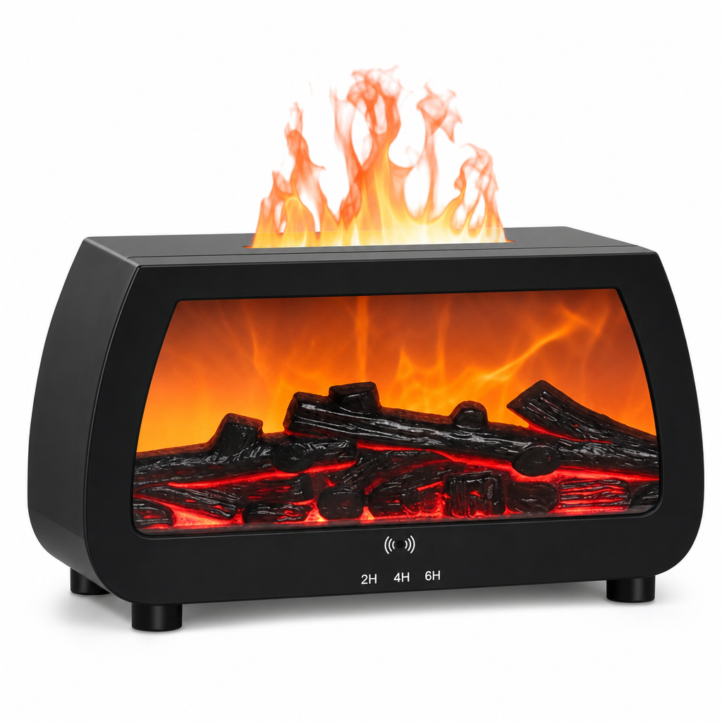 🔥 Simulated Fireplace Flame Essential Oil Diffuser - Ultrasonic Aromatherapy Humidifier 🕯️