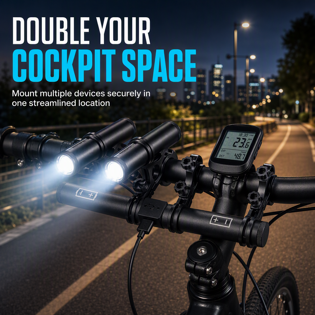 🚴 Bike Handlebar Extension Mount with Power Bank - USB Rechargeable Extension Bar ⚡