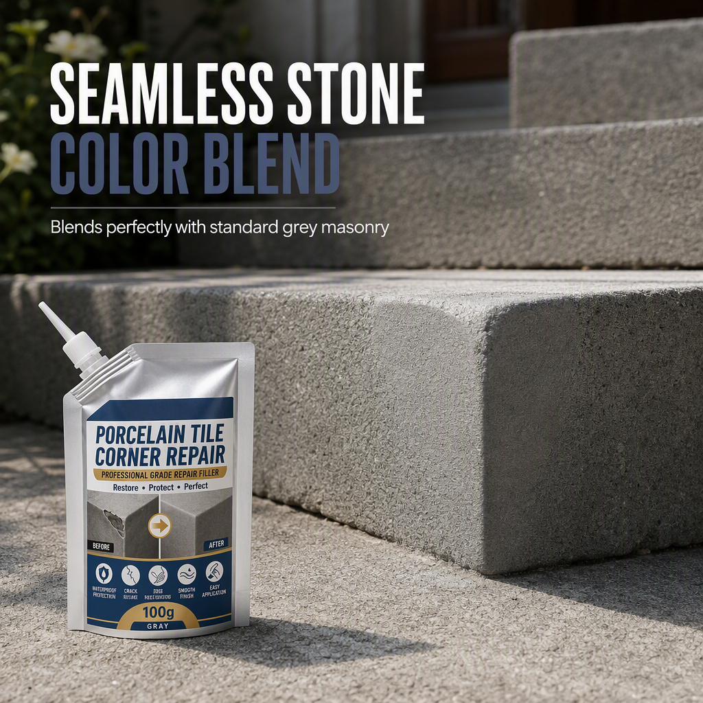 🧱 Waterproof Tile & Stone Corner Repair Filler – Outdoor Step Restoration Kit 🛠️
