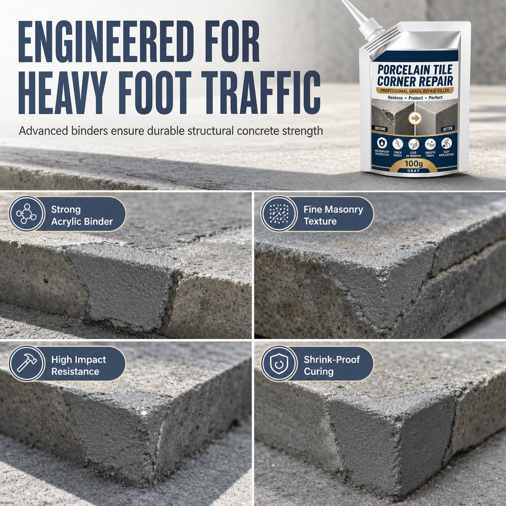 🧱 Waterproof Tile & Stone Corner Repair Filler – Outdoor Step Restoration Kit 🛠️
