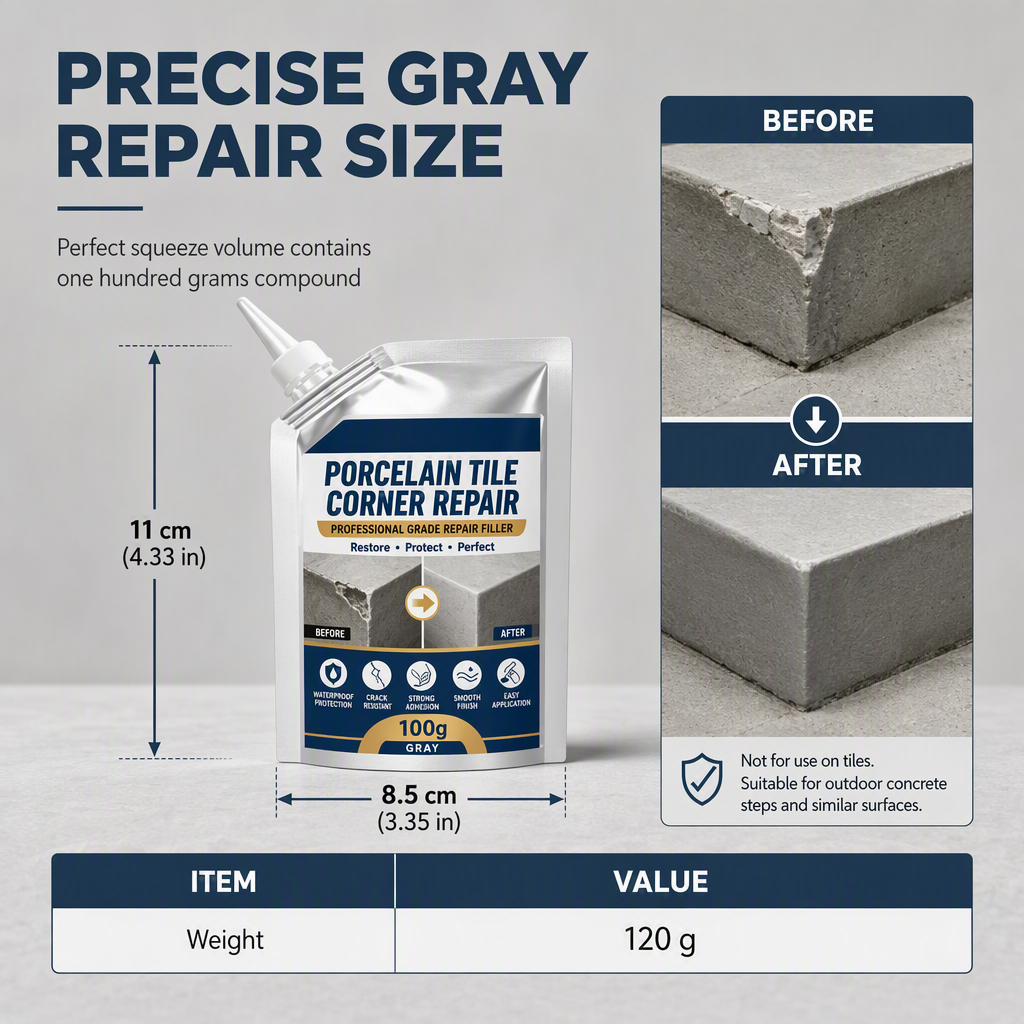 🧱 Waterproof Tile & Stone Corner Repair Filler – Outdoor Step Restoration Kit 🛠️