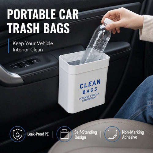 🚗 Self-Standing Car Trash Bags – Adhesive, Leak-Resistant Design ✨