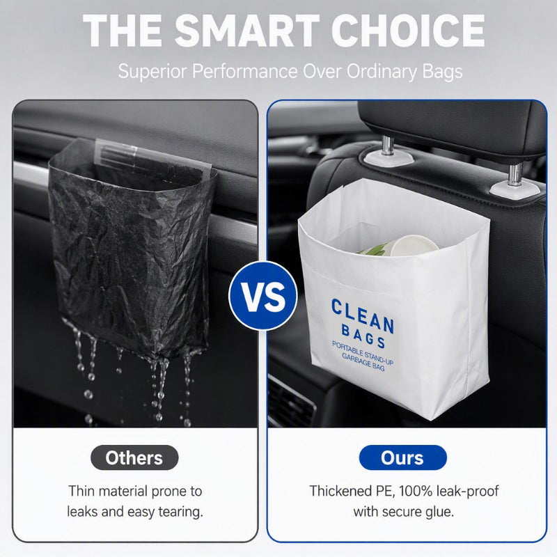🚗 Self-Standing Car Trash Bags – Adhesive, Leak-Resistant Design ✨