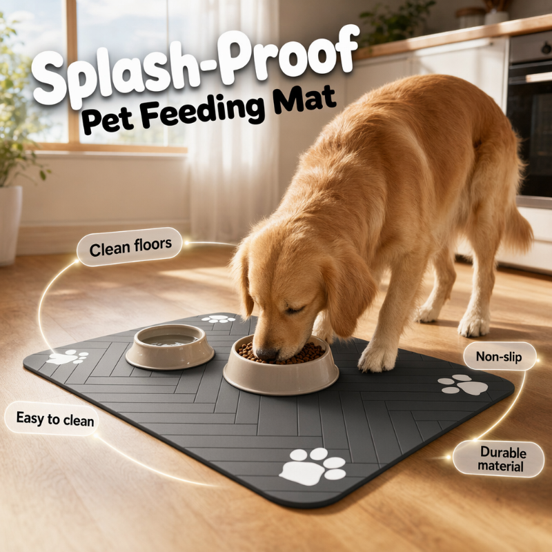 🐾 Splash-Proof Pet Feeding Mat - Fast-Clean Diatom Mud Pet Placemat 💧