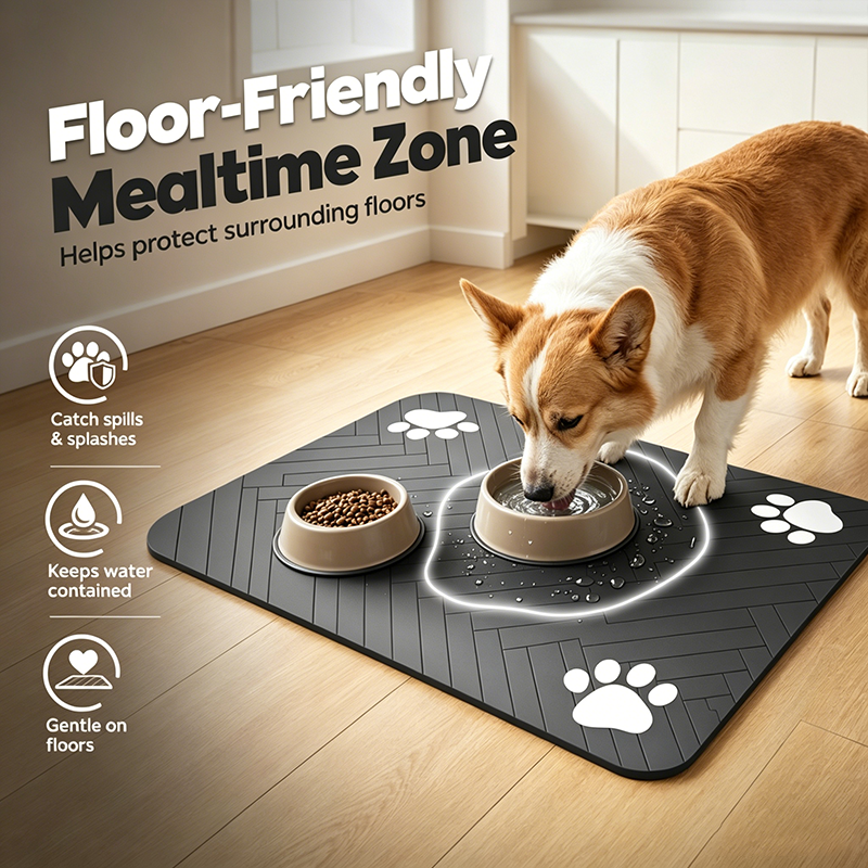 🐾 Splash-Proof Pet Feeding Mat - Fast-Clean Diatom Mud Pet Placemat 💧