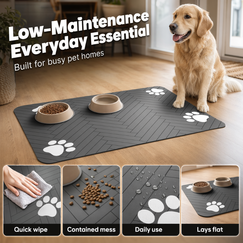 🐾 Splash-Proof Pet Feeding Mat - Fast-Clean Diatom Mud Pet Placemat 💧