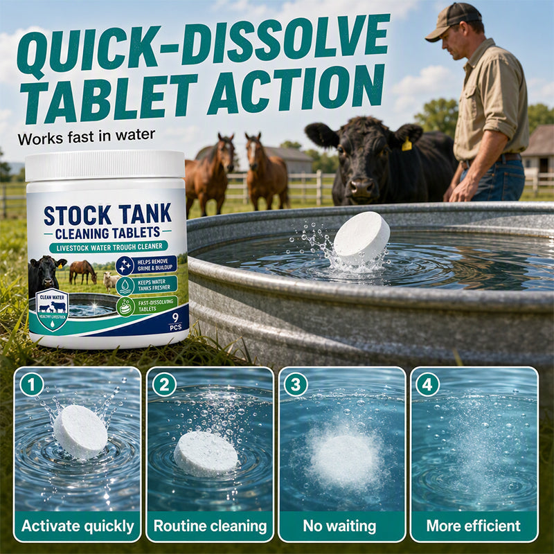 💧 Stock Tank Cleaning Tablets - Effervescent Trough Grime & Buildup Remover 🐮