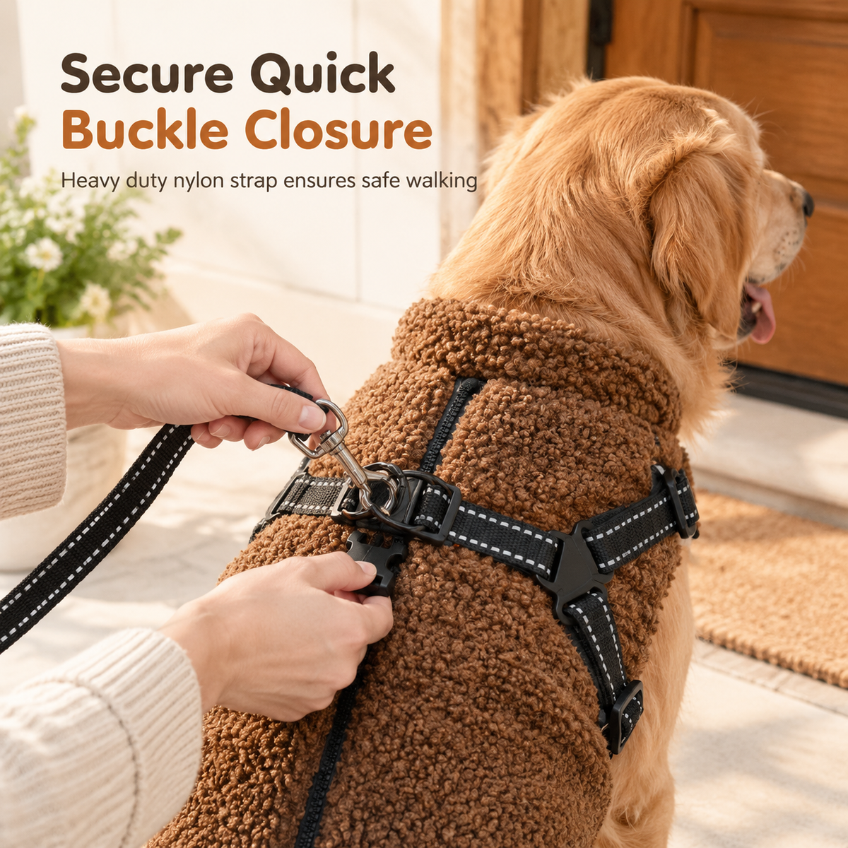 🐶 Warm Fleece Dog Harness Vest with Reflective Straps for Winter Walks 🧥