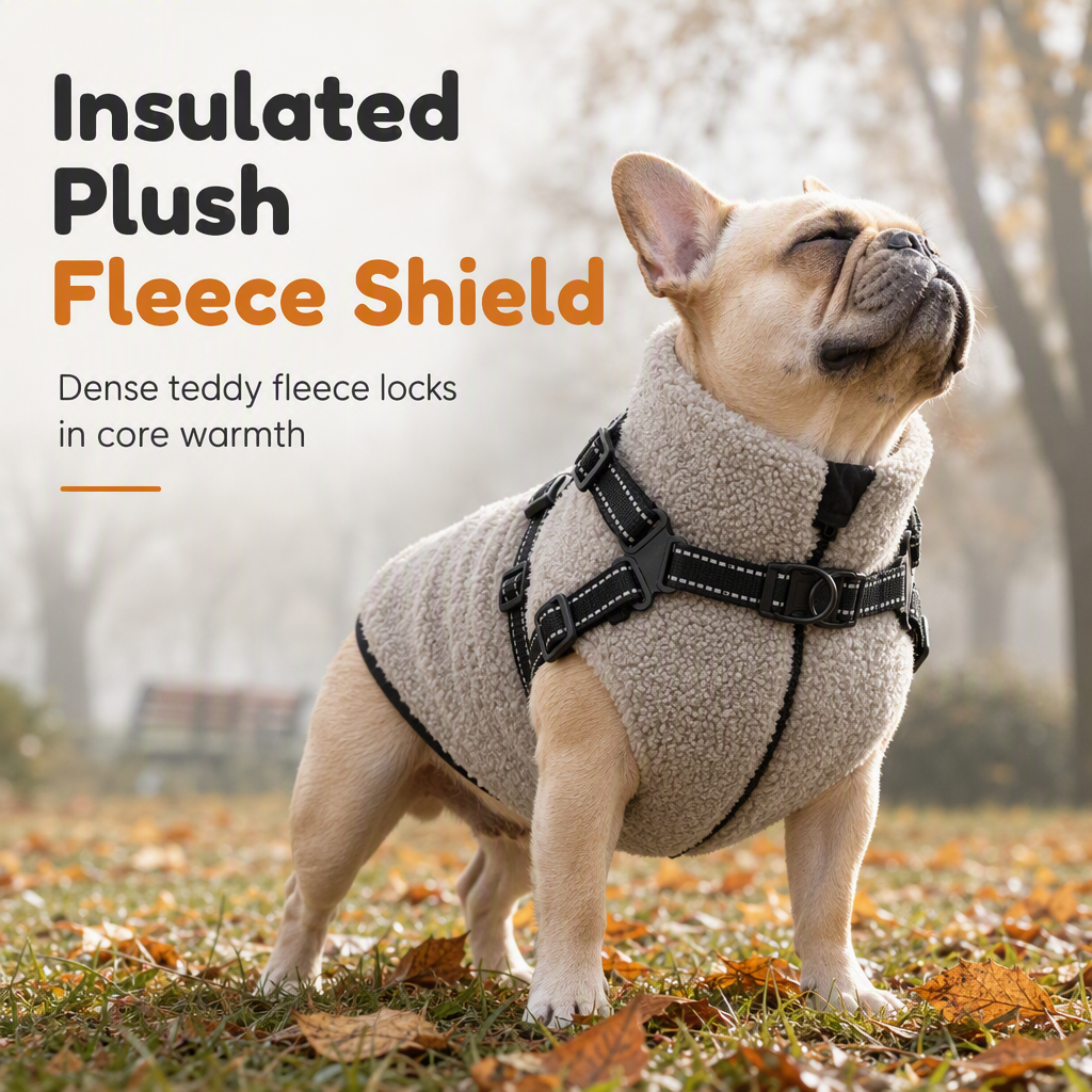 🐶 Warm Fleece Dog Harness Vest with Reflective Straps for Winter Walks 🧥