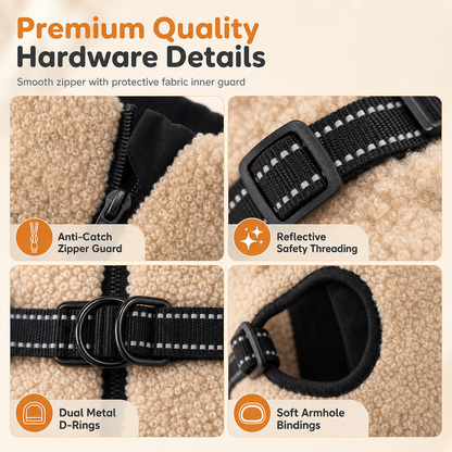 🐶 Warm Fleece Dog Harness Vest with Reflective Straps for Winter Walks 🧥
