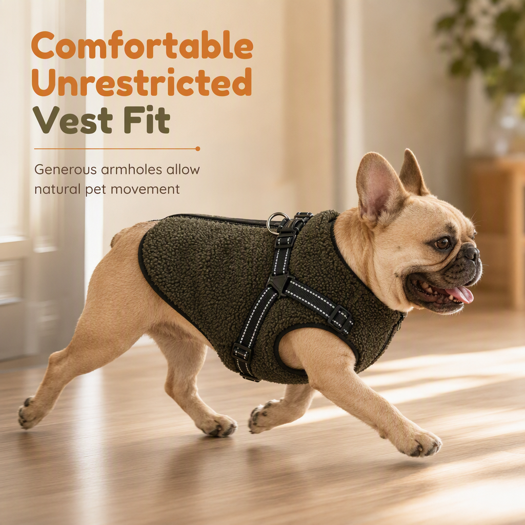 🐶 Warm Fleece Dog Harness Vest with Reflective Straps for Winter Walks 🧥
