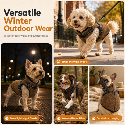 🐶 Warm Fleece Dog Harness Vest with Reflective Straps for Winter Walks 🧥