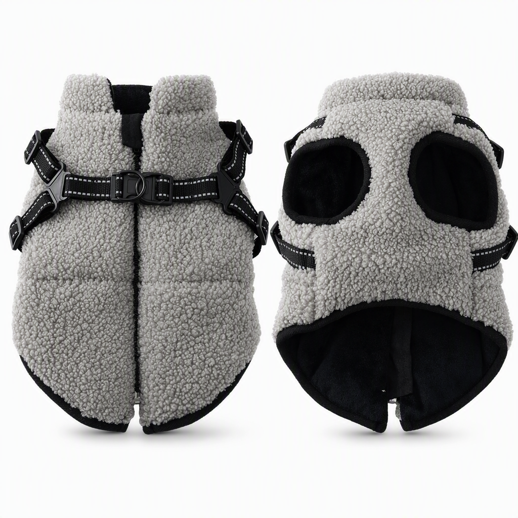 🐶 Warm Fleece Dog Harness Vest with Reflective Straps for Winter Walks 🧥