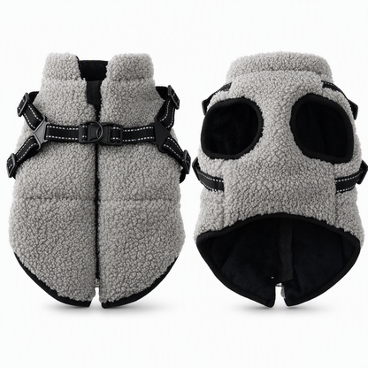 🐶 Warm Fleece Dog Harness Vest with Reflective Straps for Winter Walks 🧥