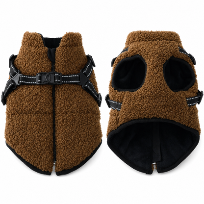 🐶 Warm Fleece Dog Harness Vest with Reflective Straps for Winter Walks 🧥