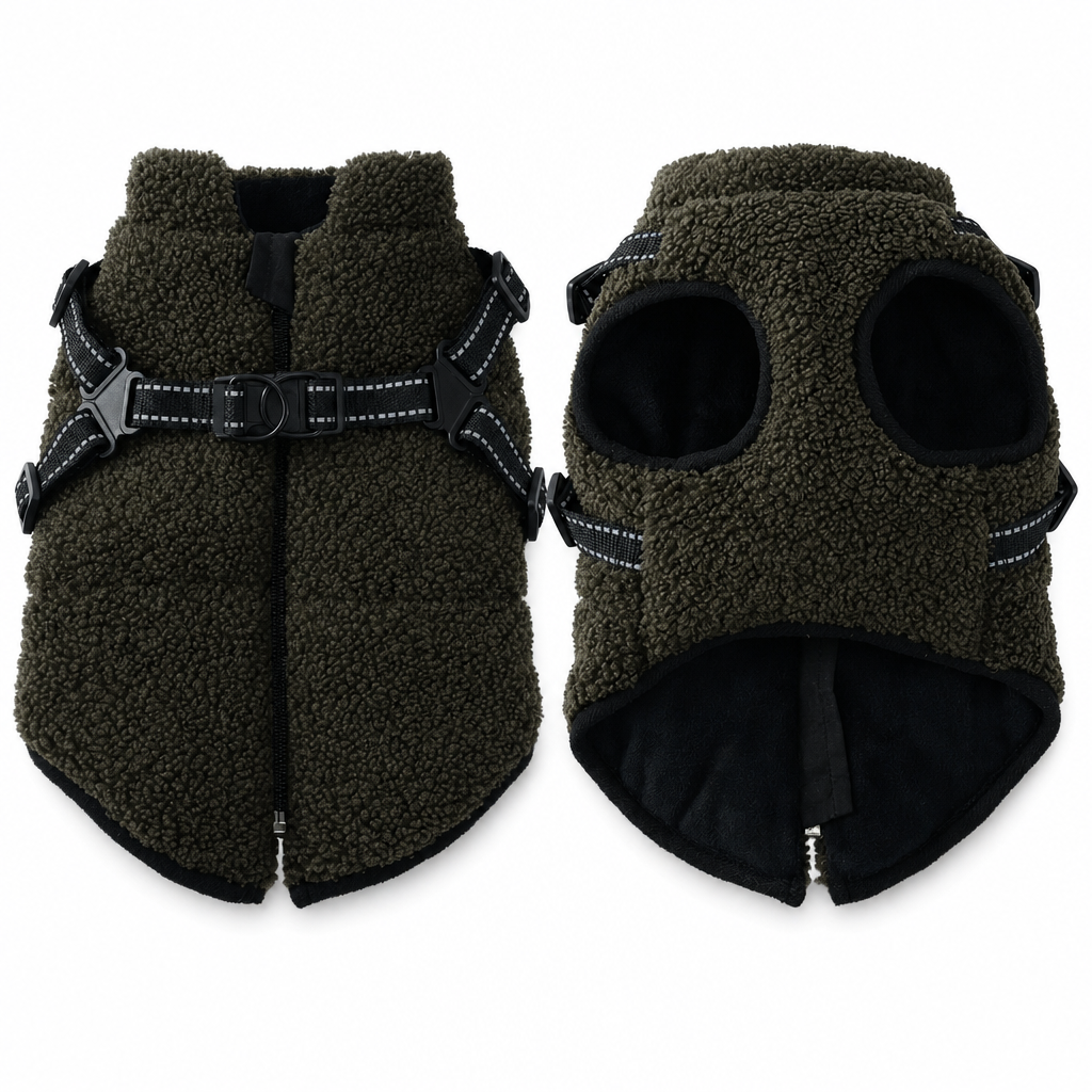 🐶 Warm Fleece Dog Harness Vest with Reflective Straps for Winter Walks 🧥
