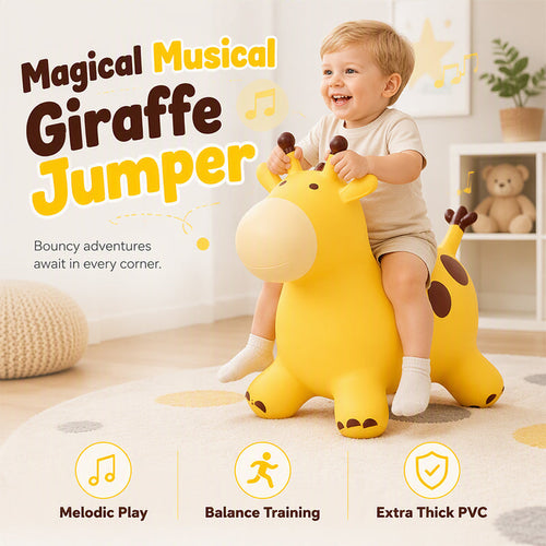 🦒 Inflatable Giraffe Hopper for Kids – Musical Bouncy Ride-On 🎵